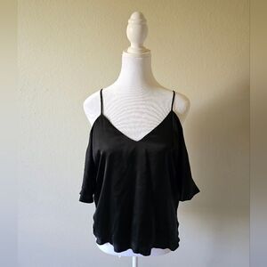 Wilfred Black Silky Cold Shoulder Top Size Small